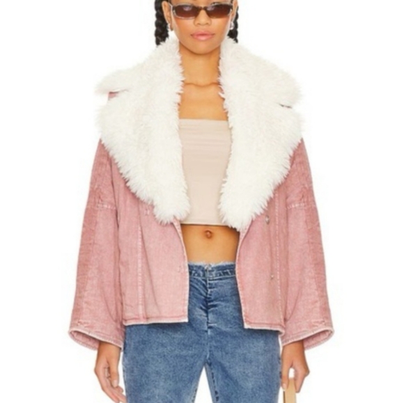 Free People Lolo Denim Jacket in Mauve size various NWT - Picture 8 of 11
